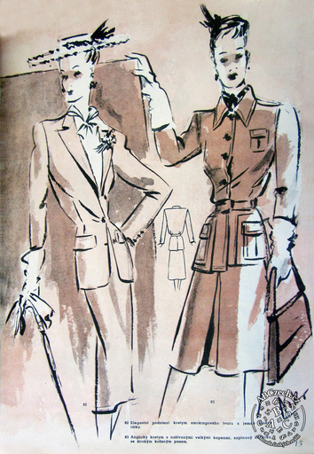 Mikuláš Pauzdr, návrhové kresby pro salon Rosenbaum, Styl 1946. UPM.